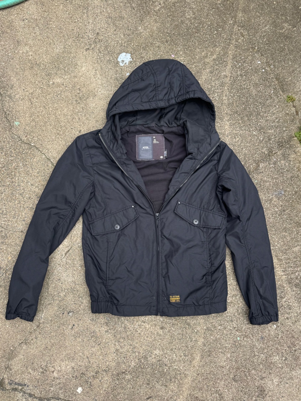 G-Star Hooded Windbreaker Jacket in Black